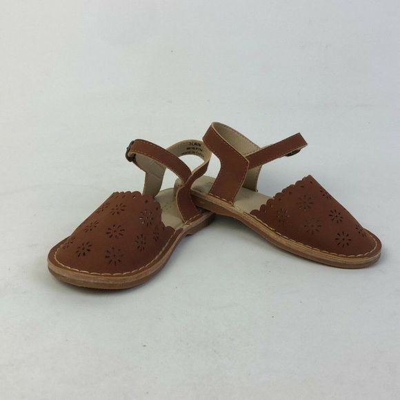 Flaryzone Girls FLR08 Brown Leather Round Toe Casual Flat Sandals Size US 9 - Picture 2 of 11
